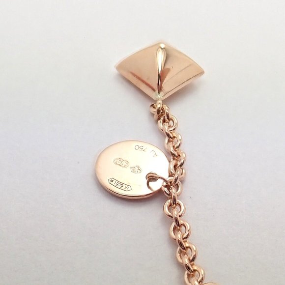Authentic! Hermes 18k Rose Gold Signature Iconic Logos Link Toggle Bracelet - Picture 6 of 9